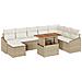 Set Divano da Giardino a 9 Pezzi con Cuscini Beige in Rattan Poliestere - Foto miniatura 1