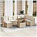 Set Divano da Giardino a 9 Pezzi con Cuscini Beige in Rattan Poliestere - Foto miniatura 2