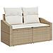 Set Divano da Giardino a 9 Pezzi con Cuscini Beige in Rattan Poliestere - Foto miniatura 4