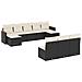 Set Divani da Giardino 10pz con Cuscini in Polyrattan Nero - Foto miniatura 1