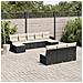 Set Divani da Giardino 10pz con Cuscini in Polyrattan Nero - Foto miniatura 2