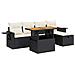 Set Divano da Giardino 6 pz con Cuscini Nero Polyrattan Acacia - Foto miniatura 1