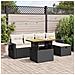 Set Divano da Giardino 6 pz con Cuscini Nero Polyrattan Acacia - Foto miniatura 2