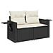 Set Divano da Giardino 6 pz con Cuscini Nero Polyrattan Acacia - Foto miniatura 4