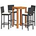 Set Bar da Giardino 5 pz Nero in Legno Acacia e Polyrattan - Foto miniatura 1