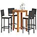 Set Bar da Giardino 5 pz Nero in Legno Acacia e Polyrattan - Foto miniatura 2