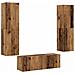 Mobili Tv A Parete 3 Pz Legno Antico In Legno Multistrato - Foto miniatura 2