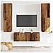 Mobili Tv A Parete 3 Pz Legno Antico In Legno Multistrato - Foto miniatura 3