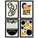 Set Di 4 Stampe Poster Di Cubismo Astratto Classico. Fogli Con Mostra D'arte Estetica. Illustrazioni A Colori Per L'interior Design Cornice Nera A3 - Foto miniatura 1