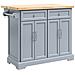 Carrello Cucina Con Ruote, Isola Estensibile, 2 Cassetti, Grigio - Foto miniatura 1