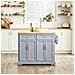 Carrello Cucina Con Ruote, Isola Estensibile, 2 Cassetti, Grigio - Foto miniatura 4