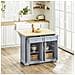 Carrello Cucina Con Ruote, Isola Estensibile, 2 Cassetti, Grigio - Foto miniatura 5