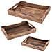 Set Di 3 Vassoi In Legno Di Mango, Stile Rustico, Maniglie Per Il Trasporto, Facile Da Riporre, Materiale Resistente, Marrone - Foto miniatura 1