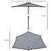 Ombrellone Semicircolare da Parete con Manovella, in Poliestere e Metallo, 2.7x2.4 m, Grigio - Foto miniatura 3
