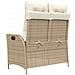 Panca Reclinabile da Giardino con Cuscini Beige in Polyrattan - Foto miniatura 5