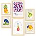 Set Di 6 Stampe Cibo E Nutrizione Frutta Dolce Natura E Nutrizione Per L'interior Design A3 & A4 Telaio In Legno Chiaro - Foto miniatura 1