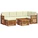 Set divani 7 pcs Naturale e Crema Legno di Acacia Massello - Foto miniatura 1