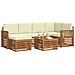 Set divani 7 pcs Naturale e Crema Legno di Acacia Massello - Foto miniatura 3