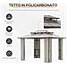 Gazebo Da Giardino 3.7x3m Con Tetto In Policarbonato A 2 Livelli, Acciaio E Alluminio, Marrone - Foto miniatura 4