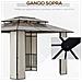 Gazebo Da Giardino 3.7x3m Con Tetto In Policarbonato A 2 Livelli, Acciaio E Alluminio, Marrone - Foto miniatura 6