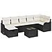 Set Divano da Giardino di 8 Pezzi con Cuscini Nero Polyrattan,  Divano da Giardino a 2 Posti con Contenitore & Cuscini Nero Polyrattan - Foto miniatura 1