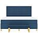 Letto Box Spring con Materasso & Panchina Blu 180x200 cm Tessuto - Foto miniatura 9