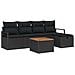 Set Divano da Giardino con cuscino 6 pcs Nero polyrattan - Foto miniatura 1