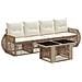Set Divano da Giardino 5 pz Beige e Bianco Crema polyrattan - Foto miniatura 1