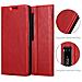 Custodia Compatibile Con Meizu Pro 7 In Rosso Mela - Coperchio Protettiva Con Chiusura Magnetica, Funzione Stand E Tasca Per Le Carte - Foto miniatura 5