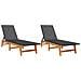 Sdraio 2pz Nero E Marrone Polyrattan E Legno Massello Di Acacia - Foto miniatura 2