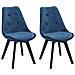 Set Di 2 Sedie Nora In Velluto Blu Con Cuscino - Foto miniatura 6