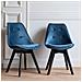 Set Di 2 Sedie Nora In Velluto Blu Con Cuscino - Foto miniatura 7