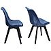 Set Di 2 Sedie Nora In Velluto Blu Con Cuscino - Foto miniatura 4