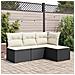 Sgabello Giardino Con Cuscino Nero 55x55x37 Cm In Polyrattan - Foto miniatura 3