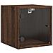 Comodino Con Anta In Vetro Rovere Marrone 35x37x35 Cm - Foto miniatura 2