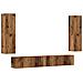 Mobili Tv A Parete 4 Pz Legno Antico In Legno Multistrato - Foto miniatura 2