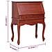 Scrittoio Marrone 78x42x103 Cm In Legno Massello Di Mogano - Foto miniatura 7