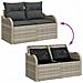 Set di Divano da Giardino in 4 Pezzi con Cuscini Grigio Chiaro in Rattan,  Divano da Giardino per 2 con Storage & Cuscini Grigio Chiaro in Rattan - Foto miniatura 9