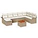 Set Divano da Giardino di 9 Pezzi con Cuscini Beige Rattan Poliacacia - Foto miniatura 1