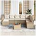 Set Divano da Giardino di 9 Pezzi con Cuscini Beige Rattan Poliacacia - Foto miniatura 3