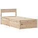 Letto con Cassetti e Materasso 100x200 cm Legno Massello Pino - Foto miniatura 7