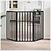 Cancello per Cani Pieghevole 3 Pannelli Nero 150cm Legno Pioppo - Foto miniatura 2