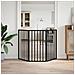 Cancello per Cani Pieghevole 3 Pannelli Nero 150cm Legno Pioppo - Foto miniatura 3