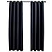 Tende oscuranti con anelli 2 pz Nero 137x213 cm Tessuto - Foto miniatura 1