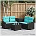 Set di divani 6 pz Nero e Blu Rattan sintetico e Acciaio - Foto miniatura 4