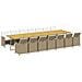 Set Da Pranzo Per Giardino 15pz Con Cuscini In Polyrattan Beige - Foto miniatura 5