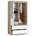 Armadio A 2 Ante Battenti E Cassetti S90 con specchio, 90x51x180 cm, Colore Sonoma Quercia e Bianco - Foto miniatura 2
