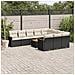 Set Divani da Giardino 11 pz con Cuscini in Polyrattan Nero - Foto miniatura 2