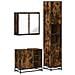Set Mobili da Bagno 3 pz Rovere Fumo in Legno Multistrato - Foto miniatura 1