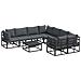 Set Divano da Giardino con cuscino 9 pcs Nero Alluminio - Foto miniatura 1